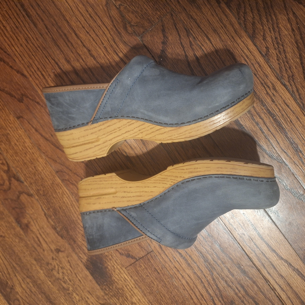 Blue Suede Slip-On Clogs - Picture 4 of 5